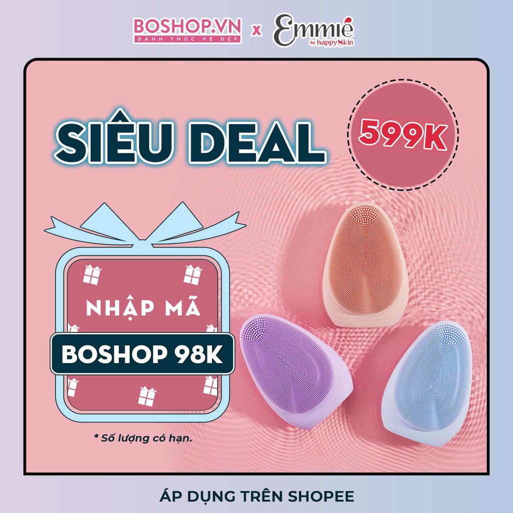 [Nhập mã BOSHOP98K giá giảm chỉ còn 599K] Máy Rửa Mặt Emmié Premium Facial Cleansing Brush