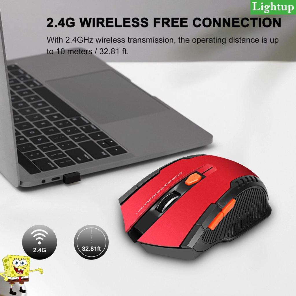 Chuột không dây 2.4Ghz 1600DPI Mini Optical Gaming Mouses Máy tính xách tay công thái học