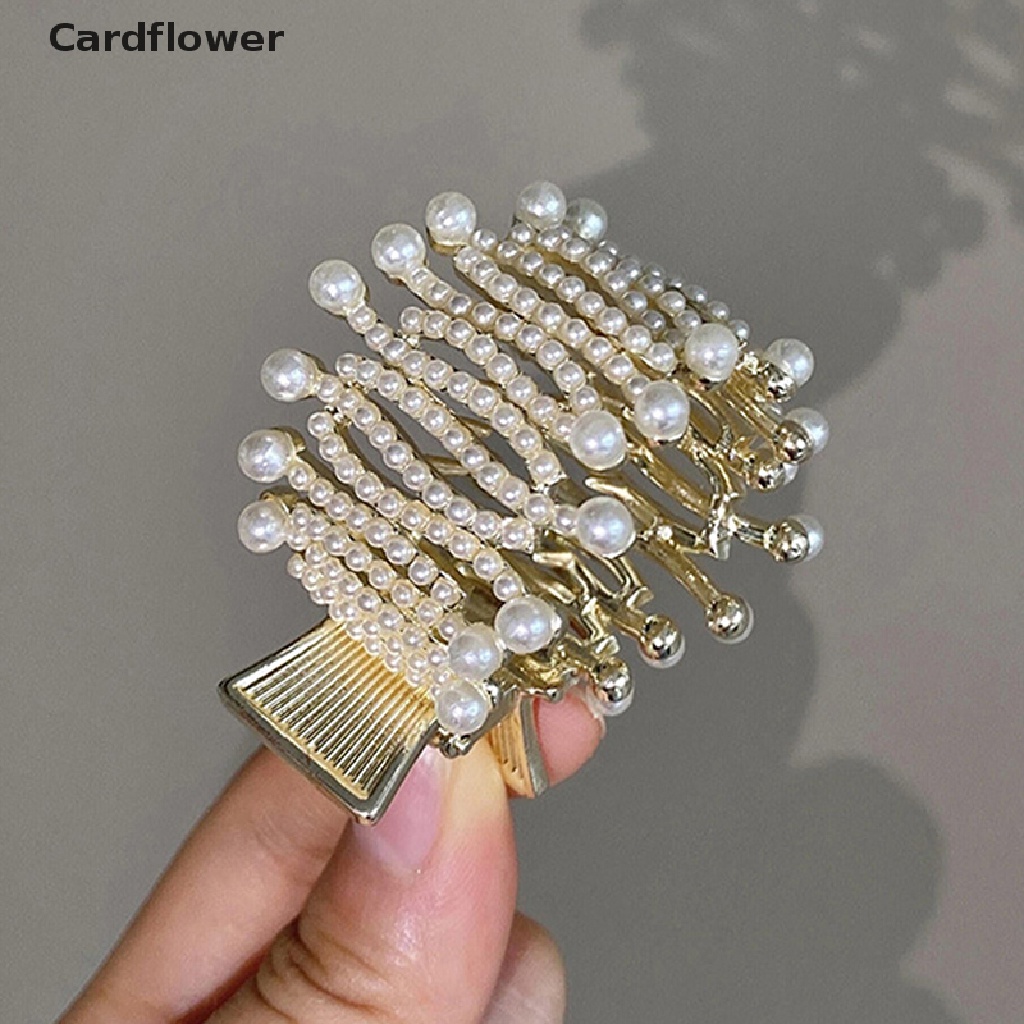 &lt; Cardflower &gt; Kẹp Tóc Đính Đá Ngọc Trai Giả Cao Cấp Cố Định Tóc Đuôi Ngựa Cải Tiến