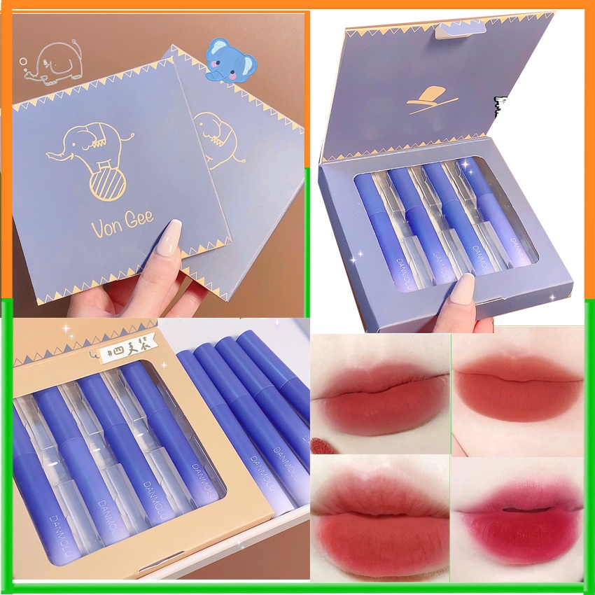 Set son môi 4 cây vongee lì dưỡng ẩm mềm mại kháng nước trang điểm lâu trôi, son môi giá sỉ