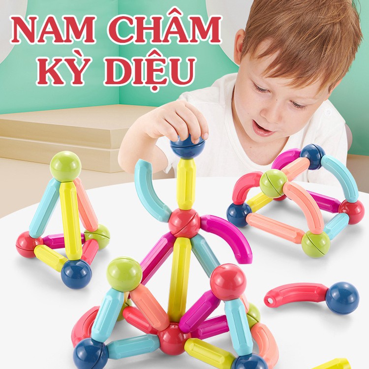 Đồ chơi nam châm, xếp hình lắp ráp 64pcs thông minh sáng tạo cho bé
