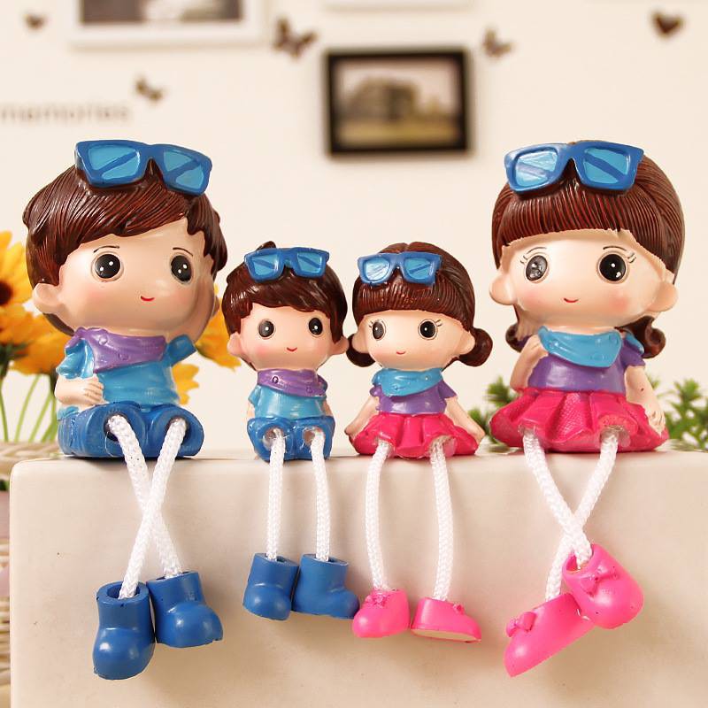 Set búp bê gia đình trang trí kệ phòng khách, trang trí tủ, trang trí nhà cửa, trang trí phòng khách