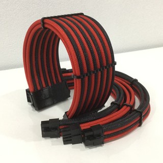 DÂY NGUỒN BỌC LƯỚI NỐI DÀI MÀU ĐỎ ĐEN CAO CẤP BLACKRED01