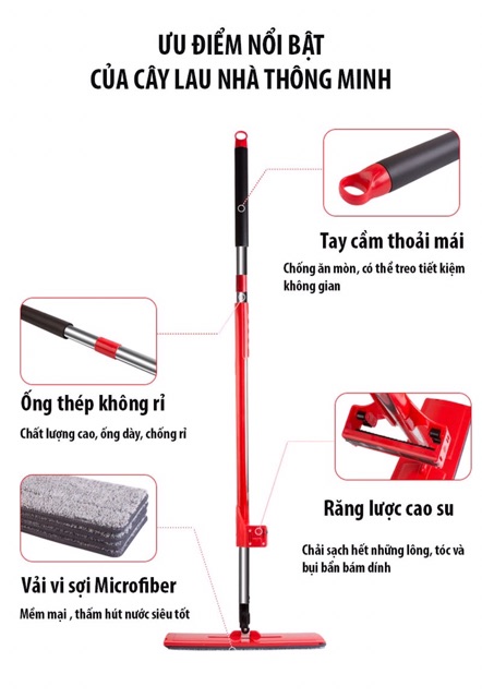 Cây lau nhà tự vắt thông minh Spin Mop xoay 360 độ