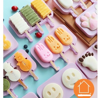 Khuôn Làm Kem Silicon Hình Thú Tặng 50 Que Gỗ