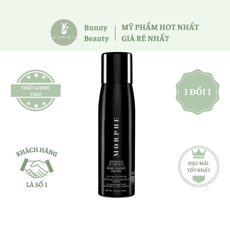 Xịt giữ makeup Morphe Mattifying Continuous Setting Mist Bunny Beauty hàng đủ bill