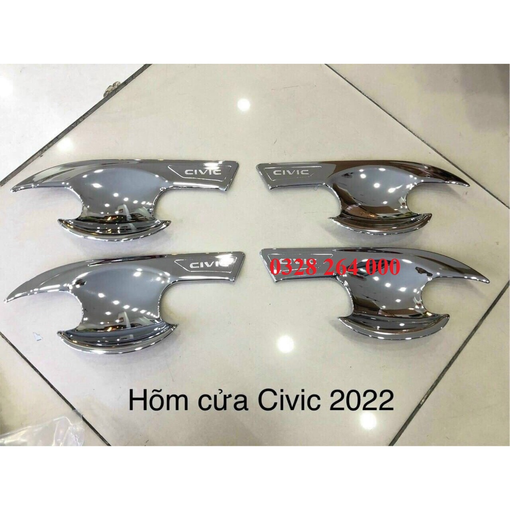 Ốp tay nắm, hõm cửa xe Honda Civic đời 2022 2023 mạ Crom sáng bóng