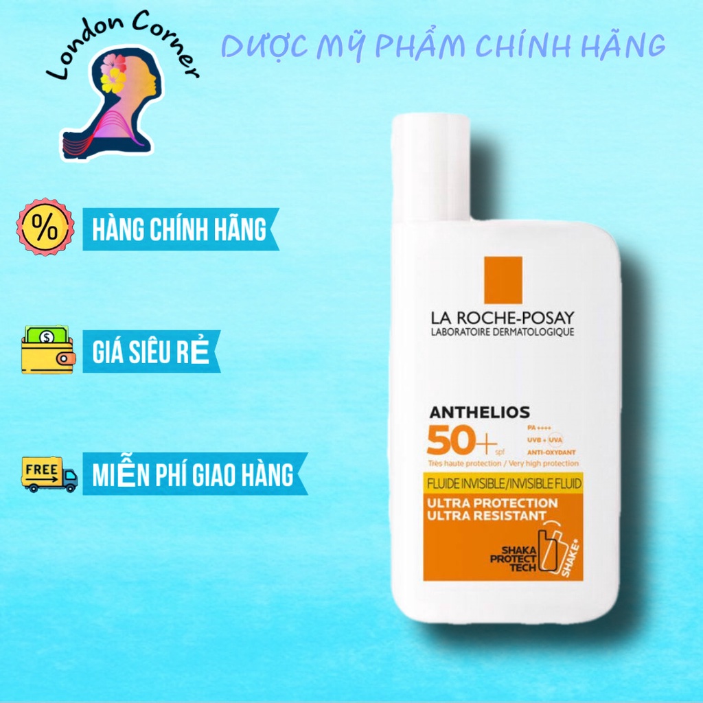 Kem chống nắng dạng sữa lỏng nhẹ không nhờn rít La Roche-Posay Anthelios Invisible Fluid SPF 50+ 50ml