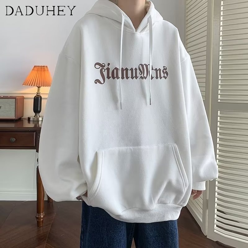 Áo hoodie dáng rộng có mũ trùm đầu in họa tiết phong cách thời trang Hong Kong mùa thu 2022 cho nam