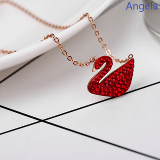 Accommodation ruby ​​necklace female swan ossicular chain 18k gold luxury French fashion jewelry