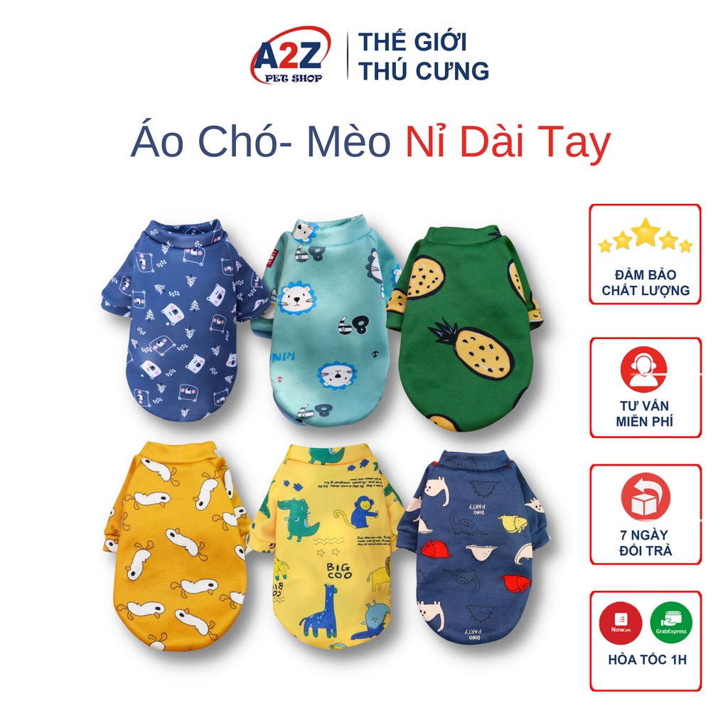 Áo Cho Mèo Chó, Áo Mèo Chó Mùa Thu Đông, Chất Nỉ, Họa Tiết Hoa quả, Con Vật Đáng Yêu