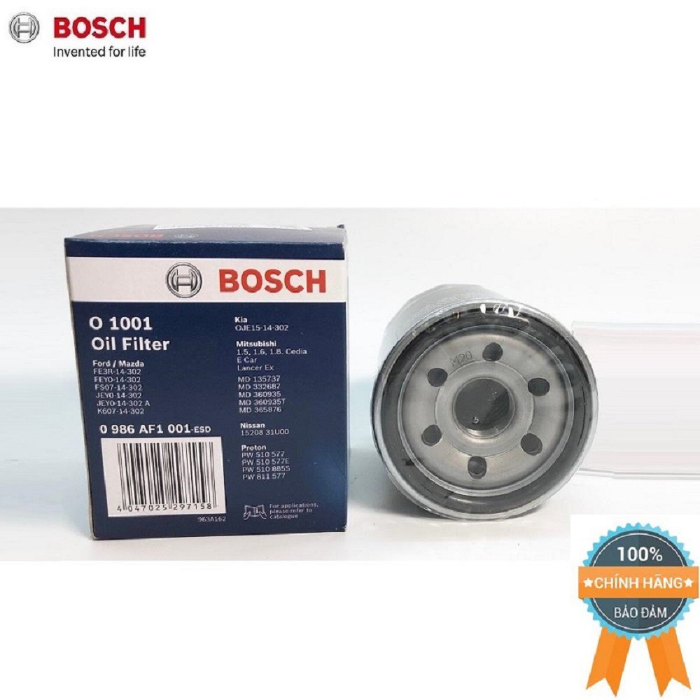 Lọc nhớt động cơ thương hiệu Bosch O 1001 cho các dòng xe Hyundai I10 , kia moning, Mitsubishi Jolie.
