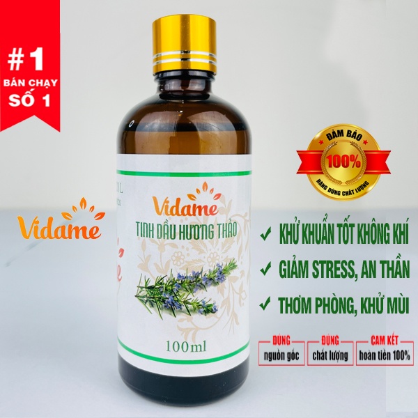 [TRỢ GIÁ] 100ml tinh dầu hương thảo VIDAME nguyên chất có kiểm định nhiều mùi,treo xe - đuổi muỗi, thơm phòng,khử khẩn