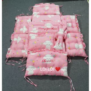 Combo quây cũi, chăn, ga, gối, đệm, thỏ ôm