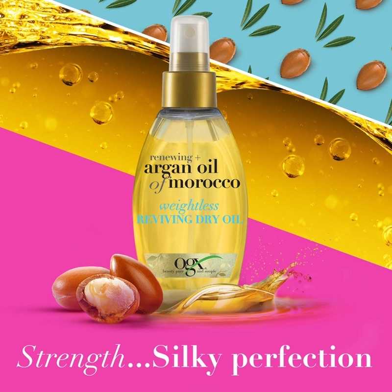 [BILL MỸ] XỊT DƯỠNG TÓC OGX RENEWING ARGAN OIL OF MOROCCO WEIGHTLESS HEALING DRY OIL 118ML