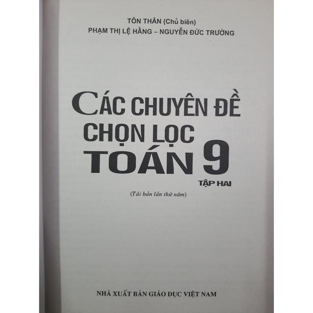 Sách - Các chuyên đề chọn lọc Toán 9 Tập 2