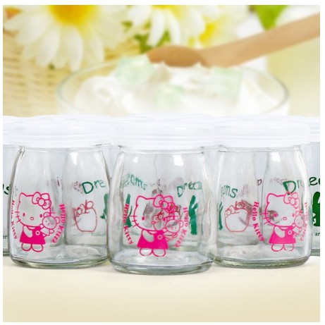 Hũ thủy tinh làm sữa chua, Hũ làm sữa chua bằng thủy tinh có nắp kèm hoạt tiết | BigBuy360 - bigbuy360.vn