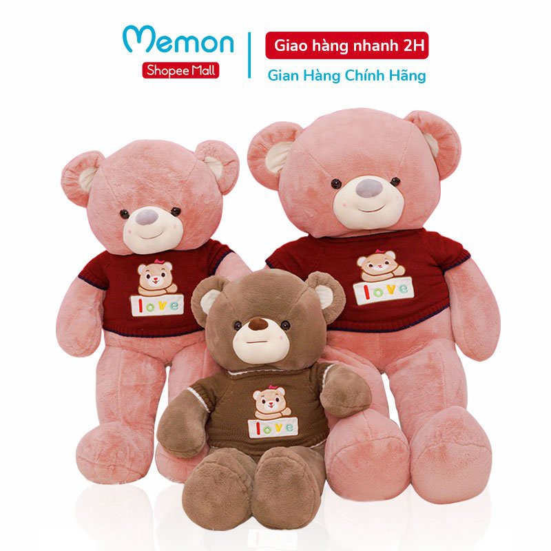 Gấu Bông Teddy Áo Len Gấu Love Cao Cấp Memon