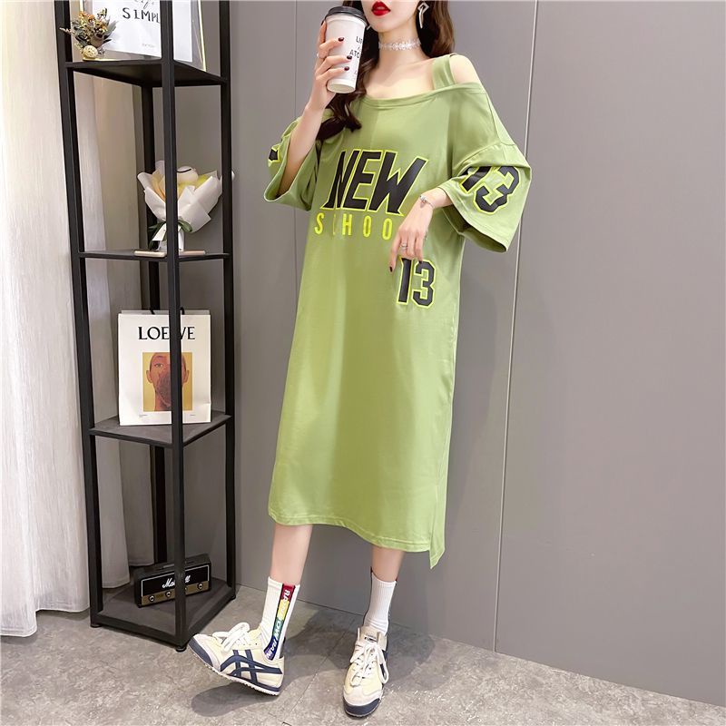 Đầm midi dài quá gối tay ngắn dáng rộng kích thước lớn 40-150kg cho phụ nữ mang thai