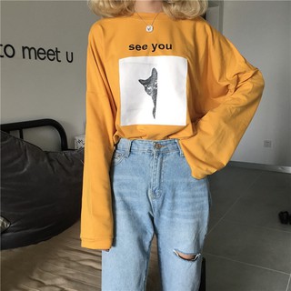 A77 Áo harajuku mèo con dễ thương