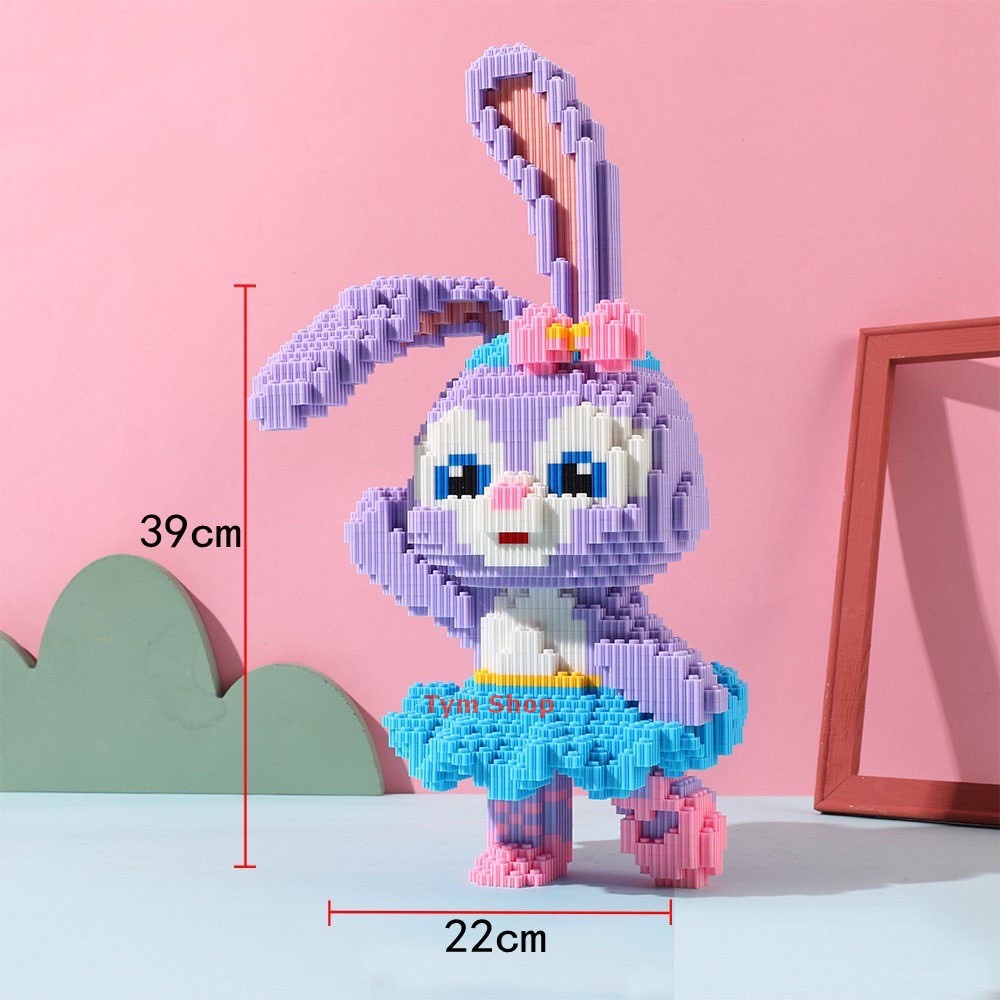 Xếp hình thỏ tím Stella Lou cỡ lớn 39cm nhân vật hoạt hình nano 3D lắp ráp mô hình cỡ lớn Chuẩn Mẫu