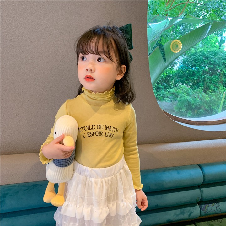 Áo sweater dệt kim cổ lọ xinh xắn thời trang cho bé gái phong cách Hàn Quốc