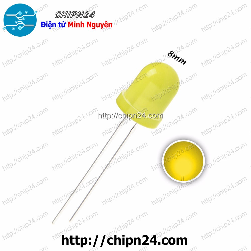 [10 CON] (TK1) Led 8mm Vỏ đục ra VÀNG