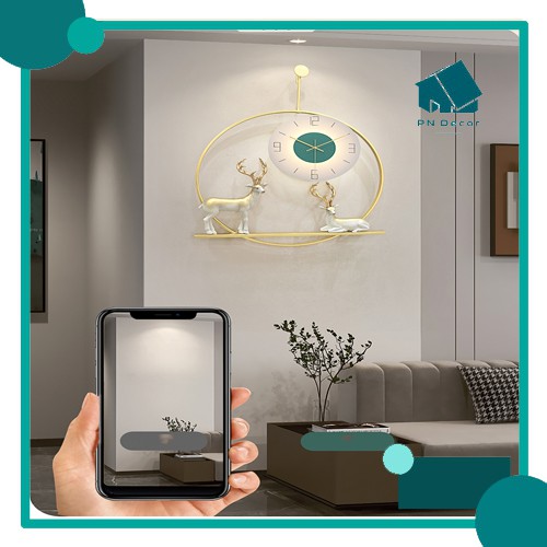 Đồng Hồ Treo Tường, Đồng Hồ Trang Trí Decor Vòng Mã Hươu Vàng Mã m003 PN Decor