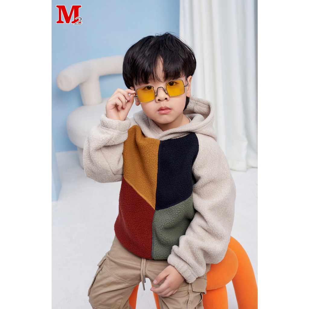 Áo nỉ trẻ em có mũ lông cùi phối màu DFM0219 Thời trang M2