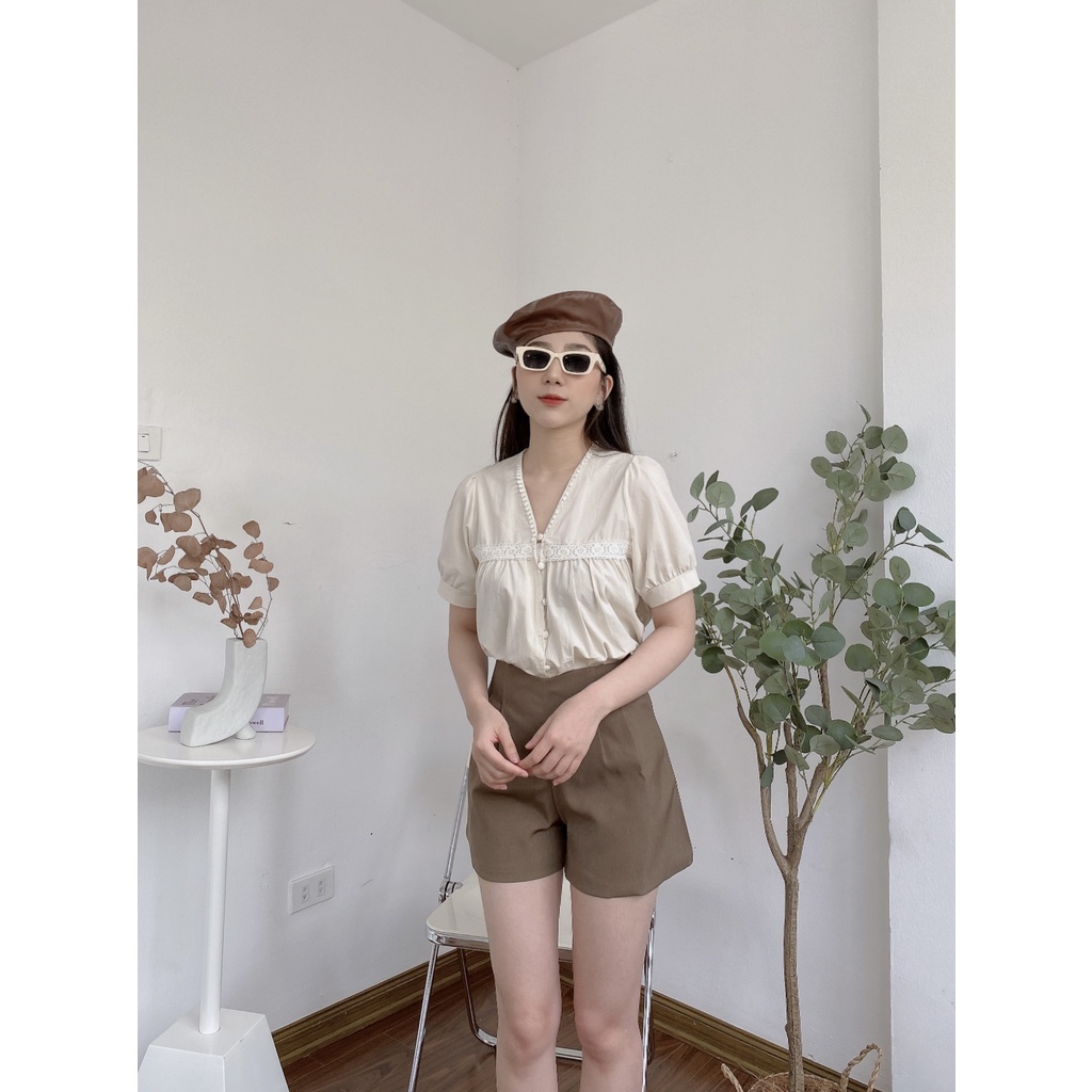 ÁO CỘC BABYDOLL REN NGANG KHUY BỌC 8083