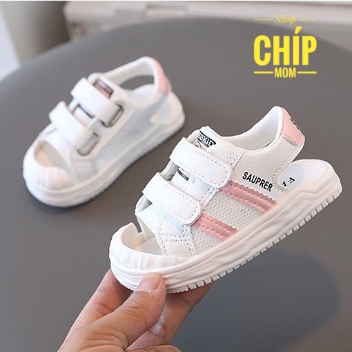 Sandal bé trai dép bé trai chống vấp bảo vệ chân kiểu dáng thể thao năng động đế êm 2 quai dán lưới hồng, đen A203