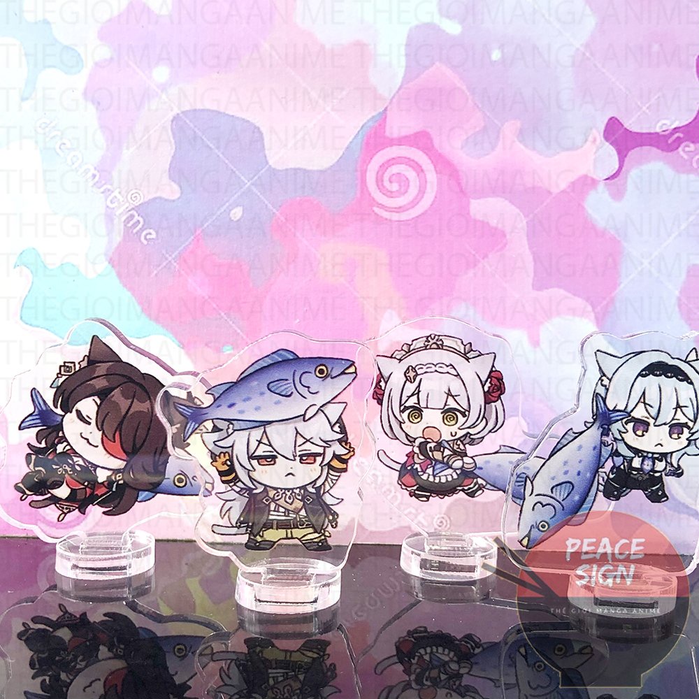 ( mini 3cm ) Mô hình standee Genshin ver Cá trang trí góc học tập