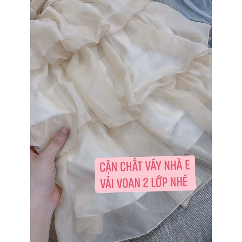 🍂 VÁY YẾM BÈO TẦNG CỔ ĐÍNH HOA TRÀ 🌼( Váy2 lớp, có video, ảnh thật) | BigBuy360 - bigbuy360.vn
