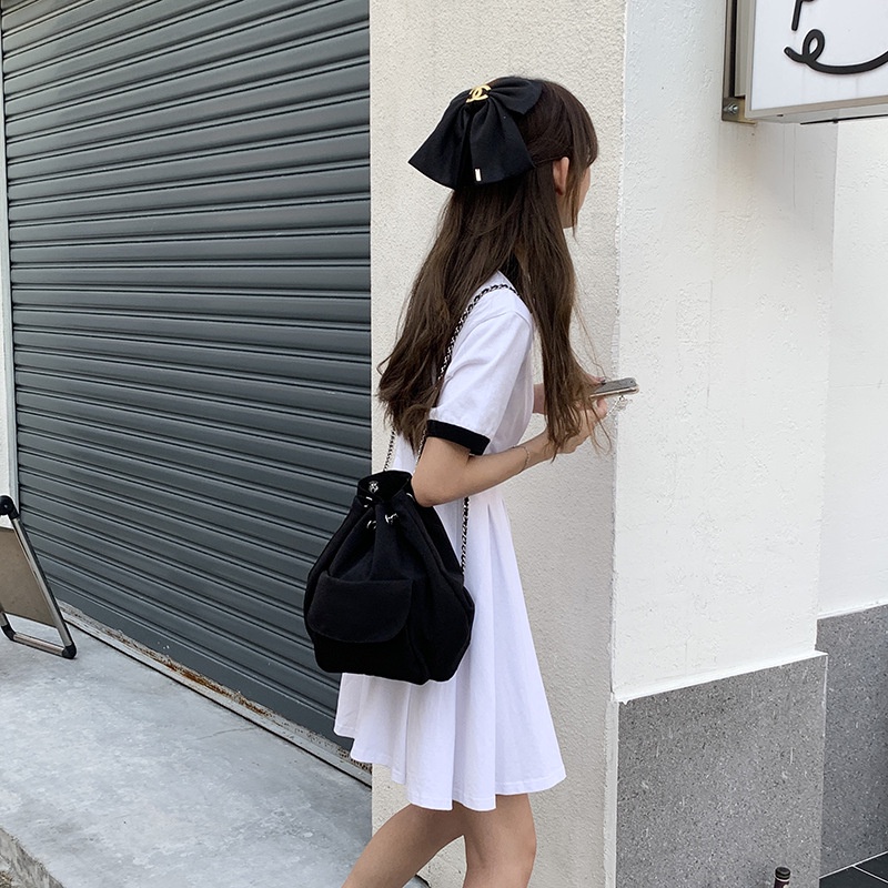 Ba Lô Rút Dây Lụa Sức Chứa Lớn Phong Cách Hàn Quốc Cho Nữ