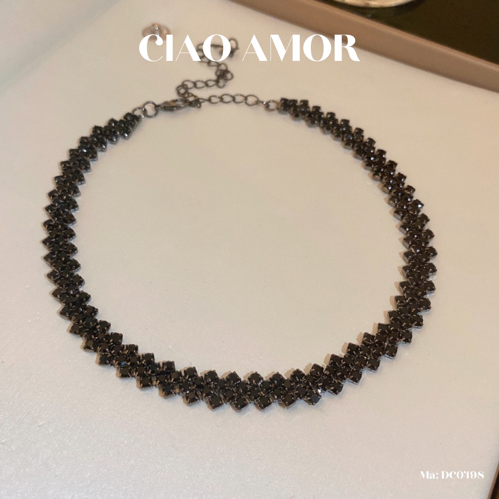 Vòng cổ Choker nữ sole lấp lánh dự tiệc sang trọng đen Trang sức Ciao Amor - DC0498