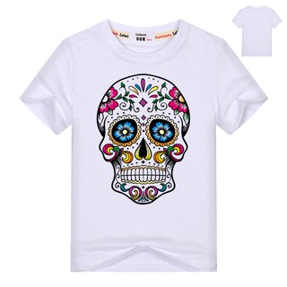 Áo thun cotton tay ngắn in hình đầu lâu nhiều màu cho trẻ em