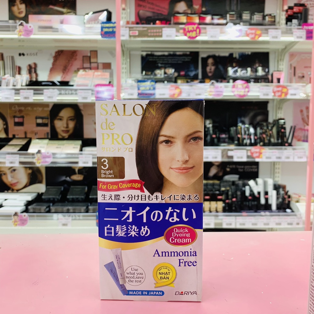 Thuốc Nhuộm Tóc Phủ Bạc không mùi Dariya Salon de Pro Quick Dyeing Cream 100% Japan