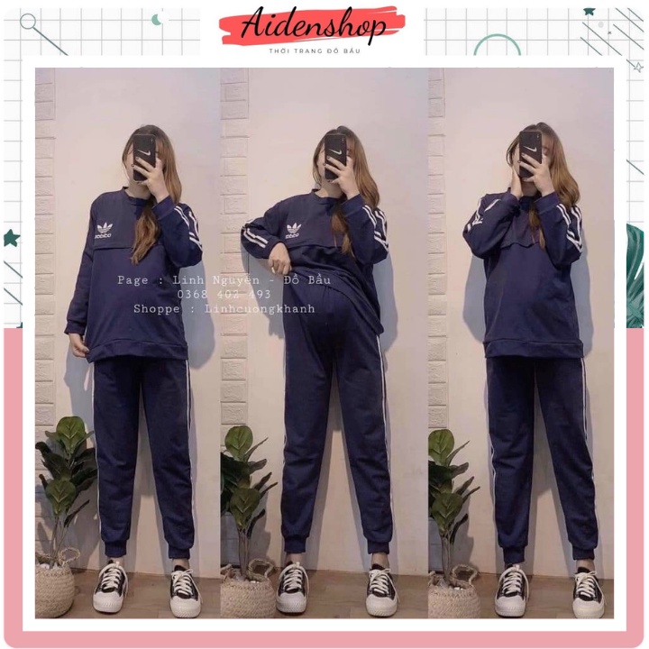 Đồ bộ bầu và sau sinh Aidenshop bộ bầu mùa đông dài tay