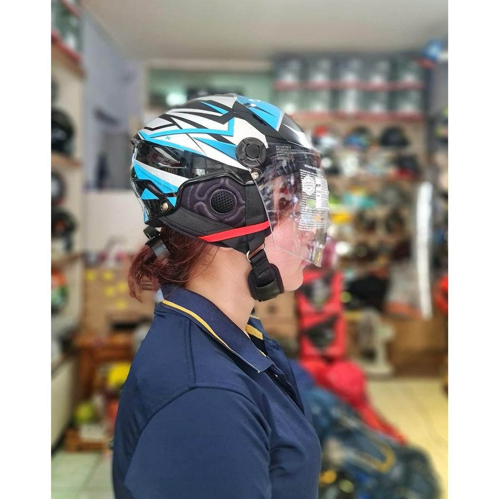 Nón bảo hiểm KYT Tiger Jet màu 03 đen xanh bạc chính hãng