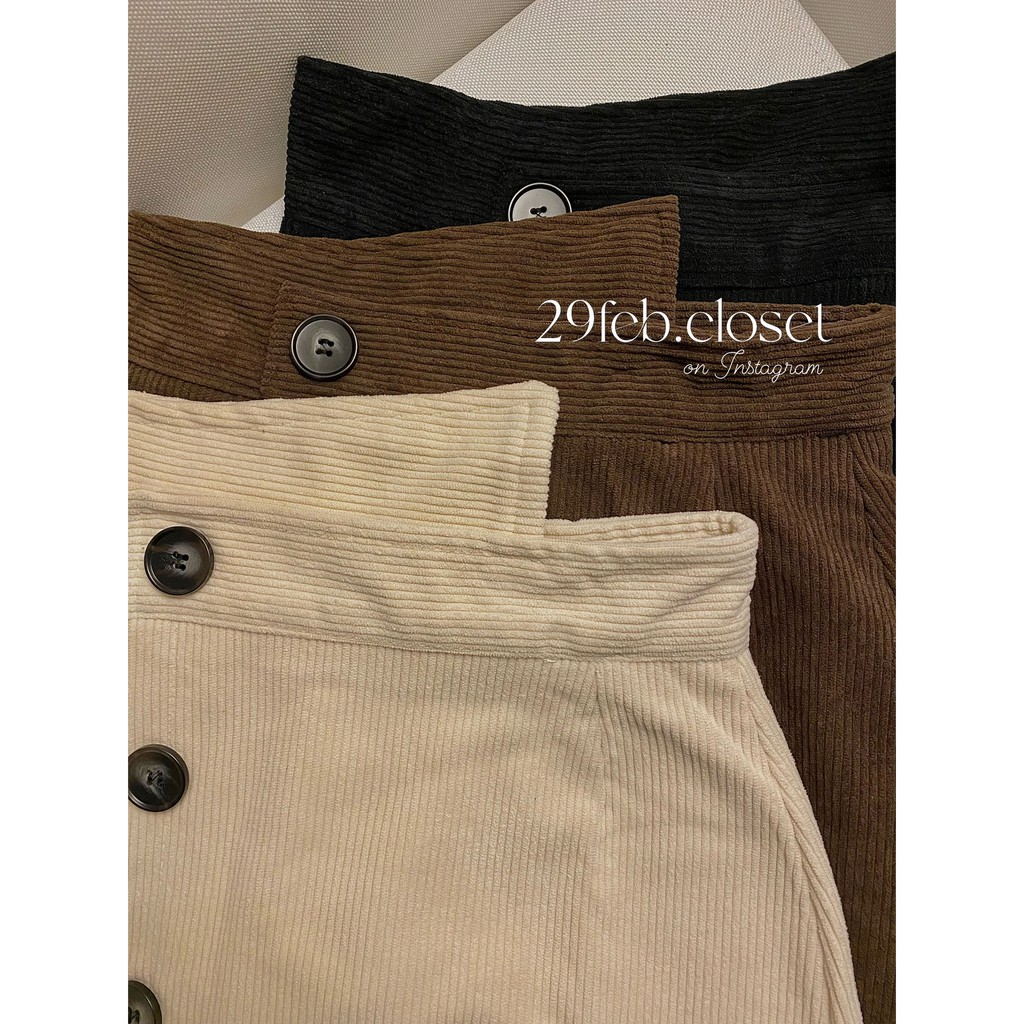 [Ảnh thật/Video] Chân váy nhung tăm vạt chéo phối cúc - 29feb.closet | BigBuy360 - bigbuy360.vn