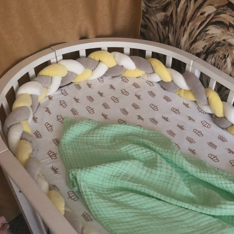 Bộ Gối Cotton Bện Thắt Nút Màu Trơn 2m / 200cm / 79inch Trang Trí Giường Cũi Em Bé Sơ Sinh