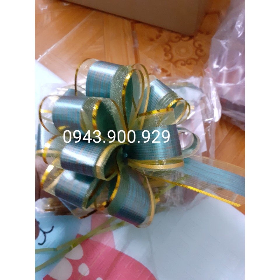 Nơ tú cầu trơn xước trang trí giỏ quà, trang trí hộp quà