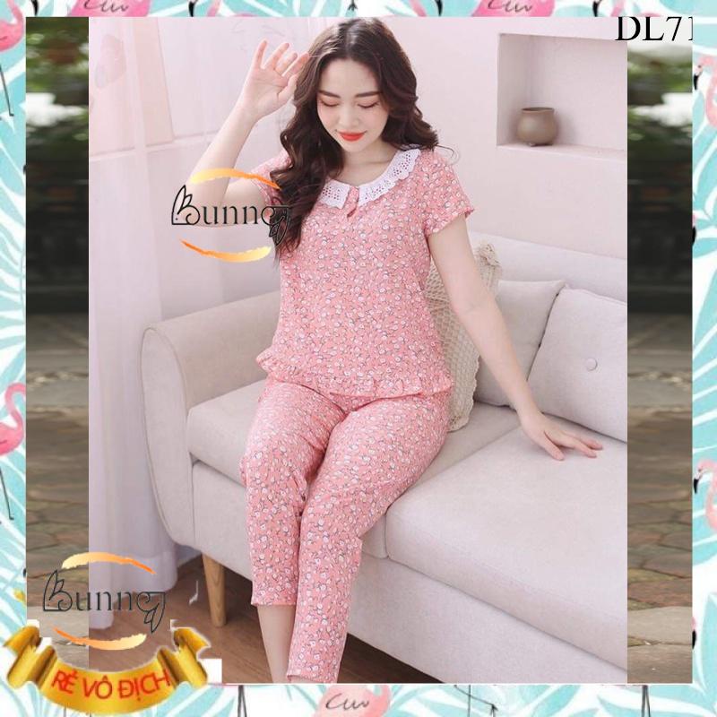 [Bunny] ĐỒ MẶC NHÀ SAU SINH CHẤT LIỆU LỤA HÀN, QUẦN ÁO MẶC NHÀ FOM DÁNG ĐẸP HỌA TIẾT HOA LÁ XINH