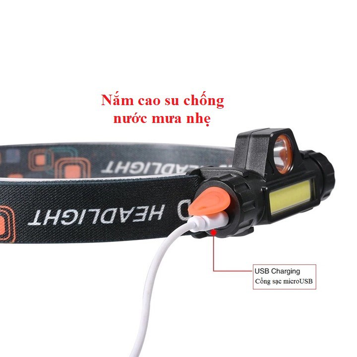 [HCM] Đèn Đội Đầu 2 BÓNG Mini Siêu Sáng, Đèn Pin Đội Đầu Mini Siêu Sáng Kèm Pin + Sạc