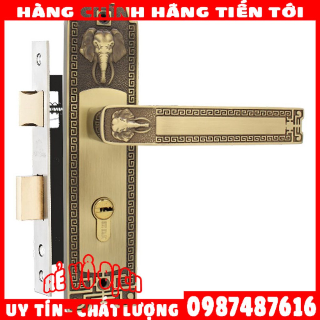 Khóa cửa gỗ bằng đồng Huy Hoàng HCR 5828. [Chính hãng]