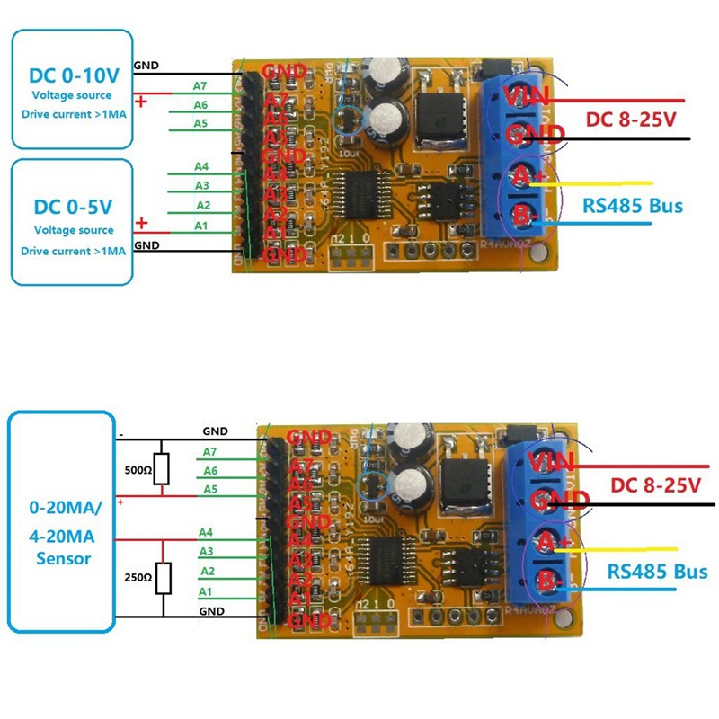 Bảng Mạch Thử Điện 5v / 10v 7ch Rs485 Cho Adc 0-20ma 4-20ma