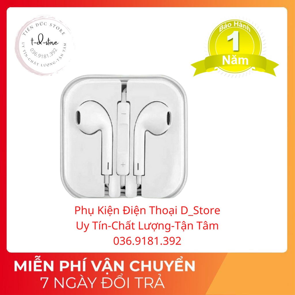 Tai nghe iphone 6 6s plus chính hãng chân tròn 3.5mm tương thích với các dòng iphone 5 5s 6 6s 6 plus 6s plus