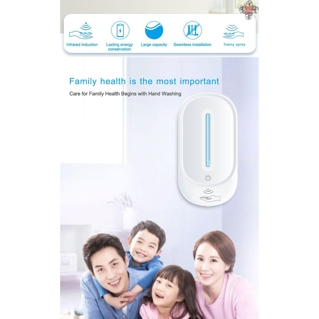 No Drilling Wall-Mounted Touchless Hand Soap Dispenser Automatic Induction Foaming Sanitizer Foam Soap Dispenser Machine Sensor Cleaner Touchless Hand Disinfection Machine for Bathroom Hotel Restaurant 350ML