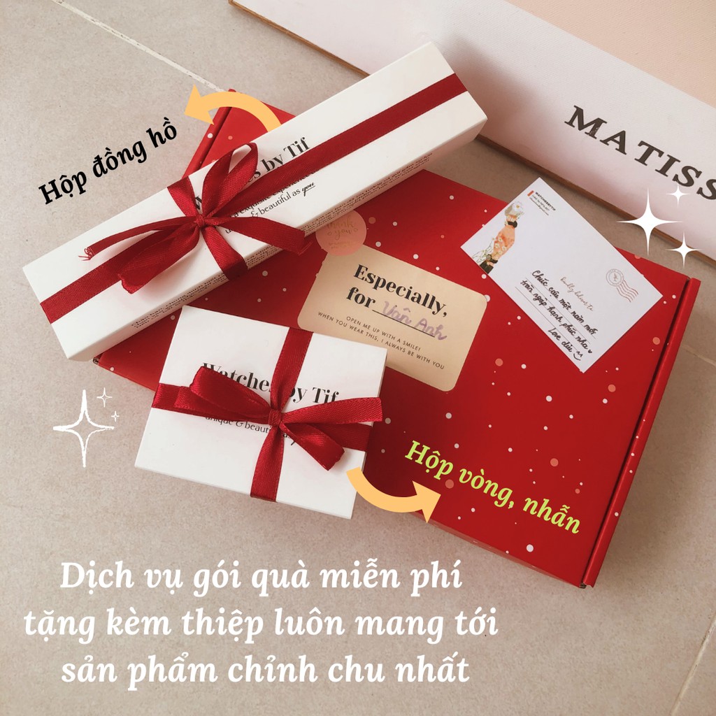 Hộp quà tặng Watchesbytif hộp quà sinh nhật gói quà tặng miễn phí thắt nơ & tặng thiệp dễ thương cho bạn gái bạn trai