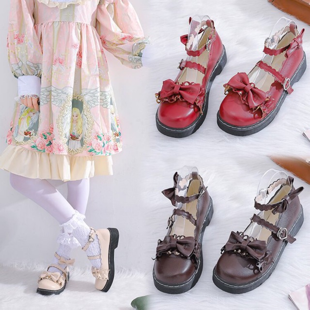 Giày lolita đính nơ giày tiểu thư